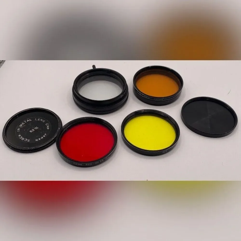 Vivitar 52mm Multi Camera 4 Filters Caps Red Yellow Brown Clear